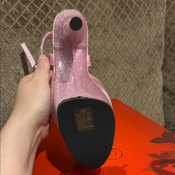 Pleaser size 10 NIB Pink Glitter Platform heels - Picture 12 of 13